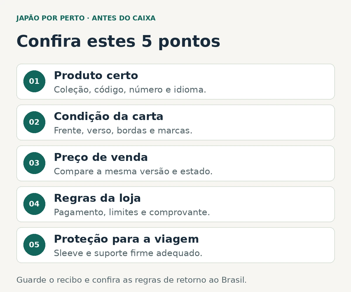 Confira produto, condição, preço de venda, regras da loja e proteção para a viagem; guarde o recibo.